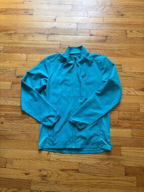Men's Asics Running Jacket Teal Windbreaker Small Perfect Condition